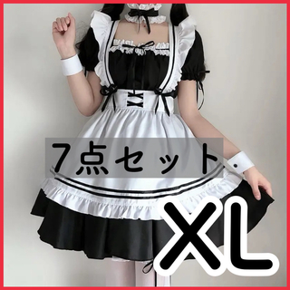新品 未使用 メイド服 大きいサイズ XL コスプレ レディース 7点セット(衣装)
