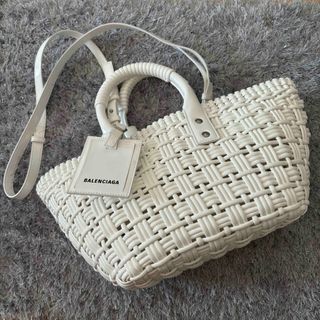 バレンシアガ(Balenciaga)のBALENCIAGA バレンシアガ BISTRO XS ホワイト(かごバッグ/ストローバッグ)