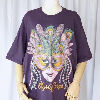 フルーツオブザルーム(FRUIT OF THE LOOM)のLサイズ/90s フルーツオブザルーム Mardi Gras 謝肉祭 Tシャツ(Tシャツ/カットソー(半袖/袖なし))