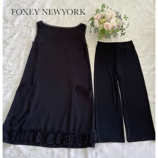 フォクシーニューヨーク(FOXEY NEW YORK)のFOXEY NEW YORK  リボンフリル　ワンピース　レギンス　セットアップ(ひざ丈ワンピース)