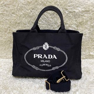 PRADA - 美品　プラダ　カナパ　Mサイズ　ハンドバッグ　2way　三角ロゴ　ブラック