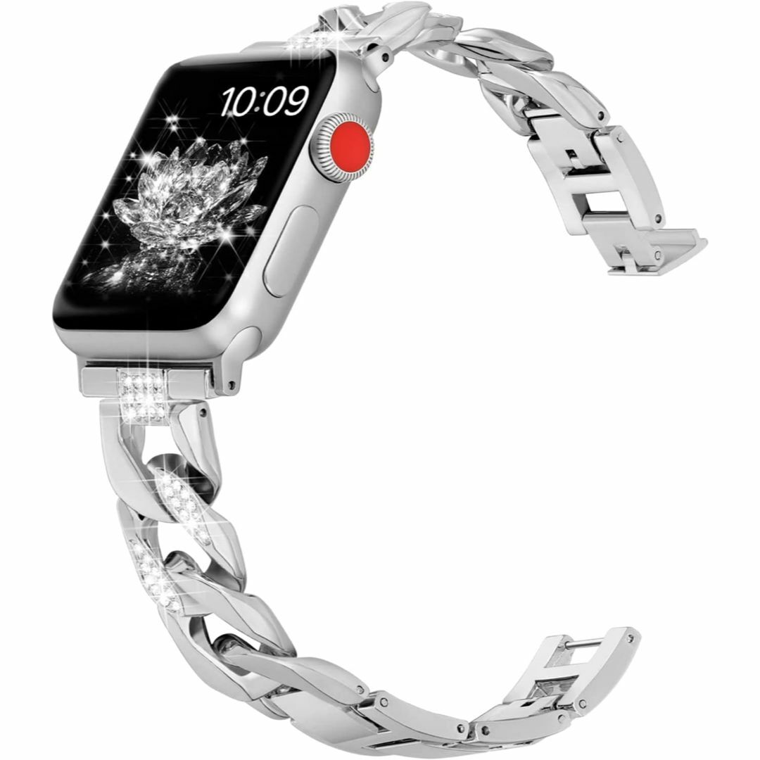 Apple Watch アップル チェーンバンド シルバー ダイヤ 45mm レディースのファッション小物(腕時計)の商品写真