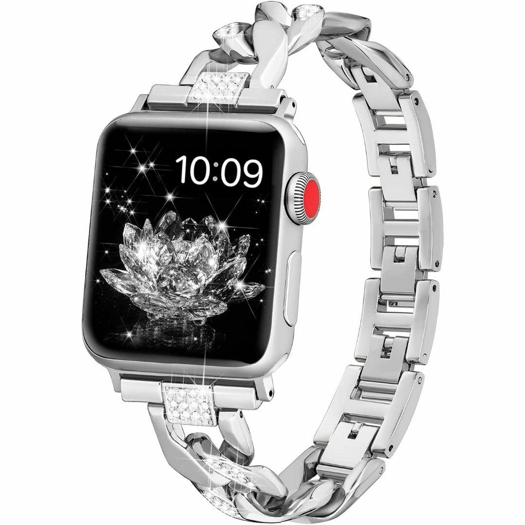 Apple Watch アップル チェーンバンド シルバー ダイヤ 45mm レディースのファッション小物(腕時計)の商品写真