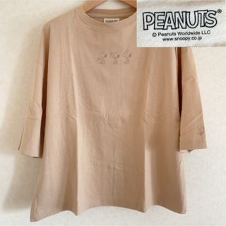 ピーナッツ(PEANUTS)のPEANUTS スヌーピー ウッドストック 5分袖 レディース Tシャツ L(Tシャツ(長袖/七分))