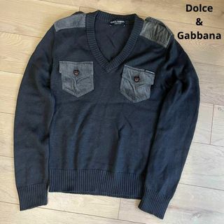 ドルチェアンドガッバーナ(DOLCE&GABBANA)のドルチェ&ガッバーナ　Vネック　胸ポケット　ニット　セーター　コーデュロイ　46(ニット/セーター)