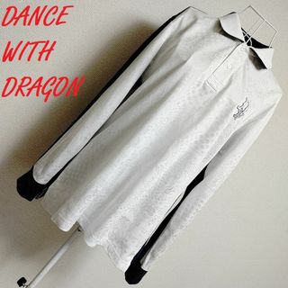 ダンスウィズドラゴン(Dance With Dragon)のダンスウィズドラゴン★3 L 紺 白★長袖 ポロシャツ カットソー ゴルフウェア(ウエア)