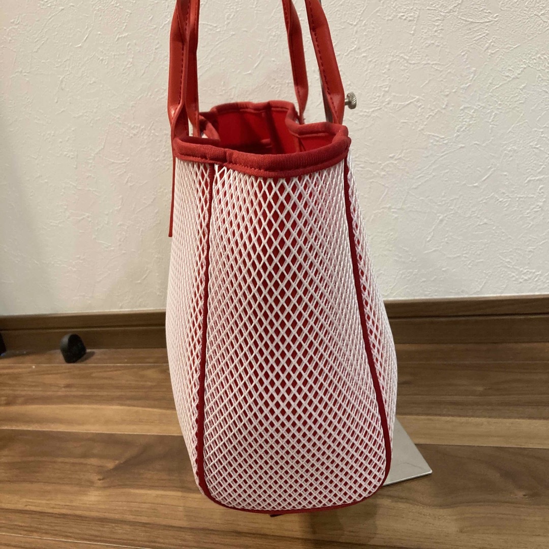 【極美品】q bag paris 大容量 トートバッグ メッシュ A4◎ レッド レディースのバッグ(トートバッグ)の商品写真