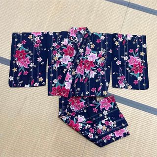 【クリーニング済 美品】レディース 花柄 浴衣 夏 祭 華やか かわいい 上下(浴衣)