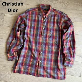 クリスチャンディオール(Christian Dior)のクリスチャンディオール　チェック柄　長袖シャツ　Lサイズ　マルチカラー(Tシャツ/カットソー(七分/長袖))