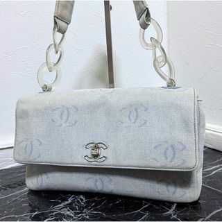 シャネル(CHANEL)のシャネル デニム シングルフラップ プラスチック チェーンショルダーバッグ(ショルダーバッグ)