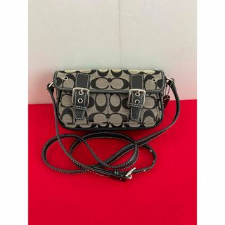 コーチ(COACH)のCOACH コーチ　シグネチャー　ショルダーバッグ　キャンバス×レザー　黒(ショルダーバッグ)