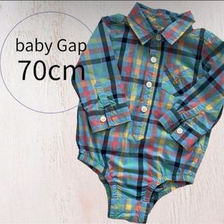 ベビーギャップ(babyGAP)の☆70cm 【babyGap】ベビーギャップ 春色チェックロンパース(ロンパース)