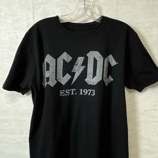 ミュージックティー(MUSIC TEE)のバンドＴシャツ　ACDC　オーバーサイズＬ　黒ブラック　半袖Ｔシャツ　メンズ古着(Tシャツ/カットソー(半袖/袖なし))