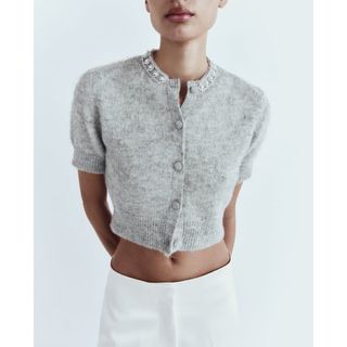 ザラ(ZARA)のZARA ビジュー付きニット(ニット/セーター)