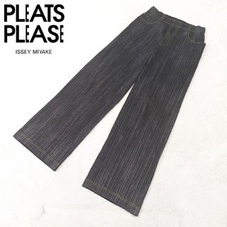 ★ PLEATS PLEASE イッセイミヤケ ★ デニム 転写 プリーツパンツ