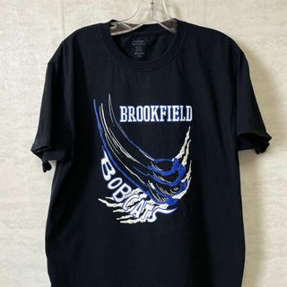 カレッジロゴ　猫の手ロゴ　黒ブラック　半袖Ｔシャツ　サイズＬ　メンズ古着(Tシャツ/カットソー(半袖/袖なし))