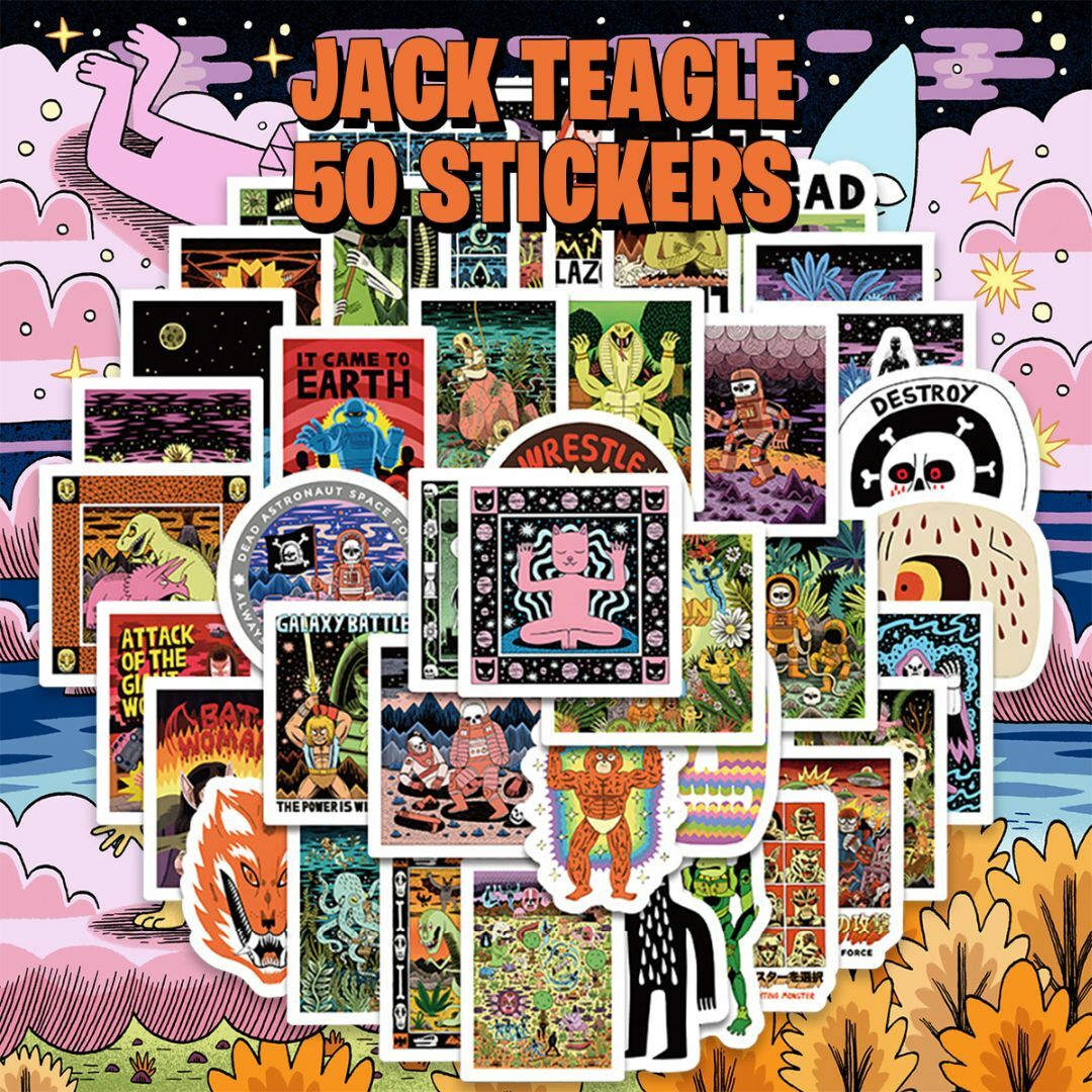 ジャックティーグル ステッカー 50枚セット Jack Teagle 防水シール エンタメ/ホビーのおもちゃ/ぬいぐるみ(キャラクターグッズ)の商品写真