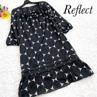 リフレクト(ReFLEcT)の美品⭐️Reflect リフレクト ワンピース ドット柄 フリル 7分丈 S(ロングワンピース/マキシワンピース)