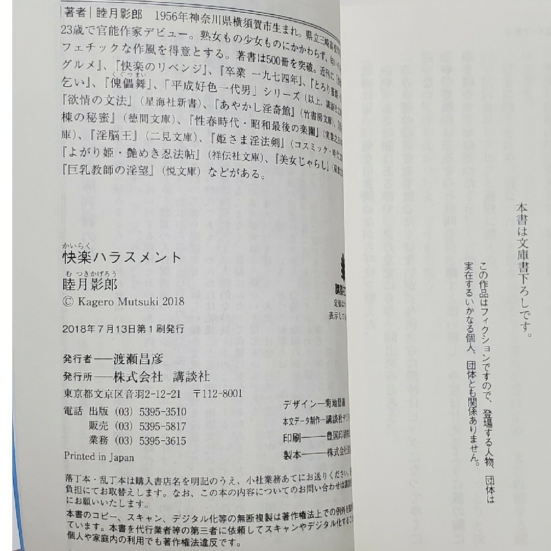 快楽ハラスメント　講談社文庫 エンタメ/ホビーの本(その他)の商品写真