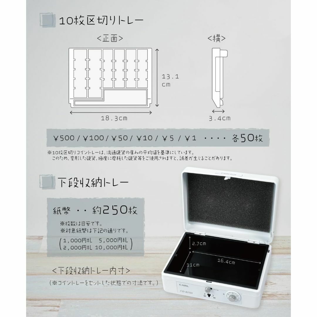 色:ホワイト_スタイル:6金種収納カール事務器CARL そとレジ 手提げ金庫 その他のその他(その他)の商品写真