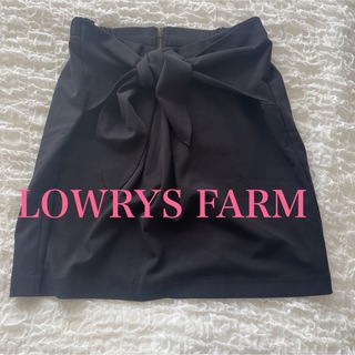 LOWRYS farm リボンスカート　ブラック　リボン　ローリズファーム