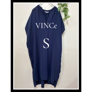 ビンス(Vince)のVince ヴィンス　 ワンピース 半袖　ネイビー　S(ロングワンピース/マキシワンピース)