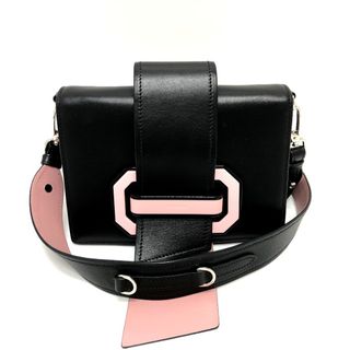 プラダ(PRADA)のプラダ PRADA リボン 1BD067 クラッチバッグ 2WAYバッグ ショルダーバッグ レザー ブラック(ショルダーバッグ)