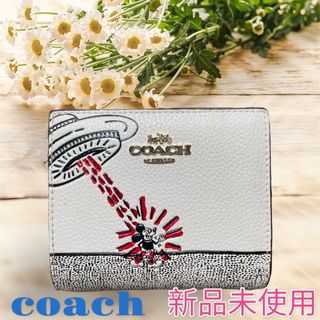 【新品・未使用】　coach 折財布　ホワイト　ミッキーマウス　ミディアム