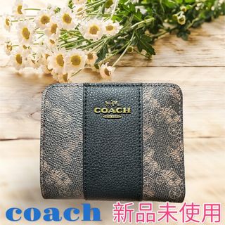 コーチ(COACH)の【新品未使用】　coach コーチ　馬車　ブラック　スモール財布　折財布(財布)