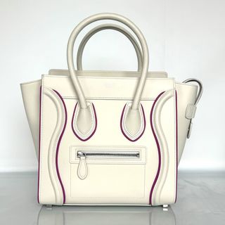 セリーヌ(celine)のセリーヌ　ラゲージ　マイクロショッパー　白　マゼンタ　カーフ　ハンドバッグ(ハンドバッグ)