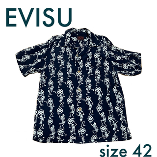 EVISU ガイコツ柄　和柄アロハシャツ　半袖　ボタンシャツ　エヴィス