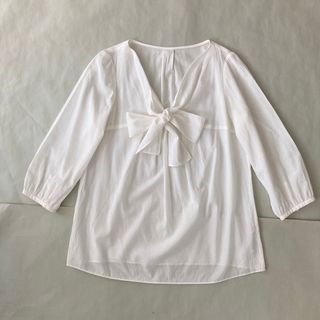 ノーリーズ(NOLLEY'S)のNOLLEY'S ノーリーズ ボウタイブラウス 七分袖 アイボリー色 M 38(シャツ/ブラウス(長袖/七分))