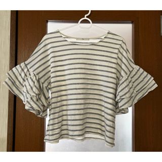 レディース　トップス　カットソー　シャツ　ストライプ(Tシャツ/カットソー(半袖/袖なし))