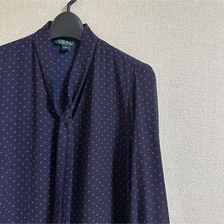 ラルフローレン(Ralph Lauren)の極美品　ラルフローレン　フロッキードット　ボウタイブラウス(シャツ/ブラウス(長袖/七分))