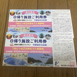 藤田観光株主優待 日帰り施設ご利用券2枚　箱根小涌園ユネッサン(その他)