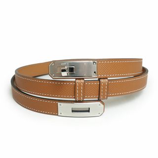 エルメス(Hermes)のエルメス ケリー 18 ターンロック ベルト ヴォーエプソン レザー ゴールド ブラウン 茶 シルバー金具 B刻印 箱付 HERMES（新品・未使用品）(ベルト)