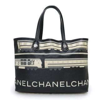 シャネル(CHANEL)のシャネル セントラルステーション トートバッグ PVCコーティングキャンバス 列車 ベージュ ブラック 黒 シルバー金具 A34026 CHANEL（中古）(トートバッグ)