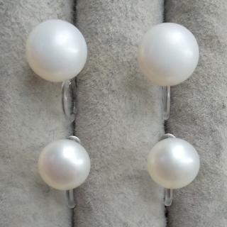 232 淡水真珠 イヤリング ホワイト 白 大小 セット 本真珠 セレモニー(イヤリング)