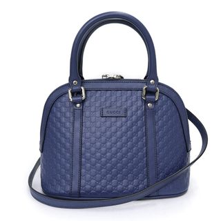 Gucci - グッチ ミニ 2Way ショルダー ハンドバッグ 斜め掛け マイクログッチシマレザー ブルー 青 ゴールド金具 449654 GUCCI（未使用保管品）