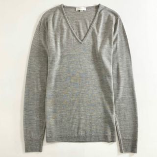 ジョンスメドレー(JOHN SMEDLEY)の60e4 《美品》 JOHN SMEDLEY ジョンスメドレー メリノウール Vネック ニットトップ セーター M グレー イングランド製(ニット/セーター)