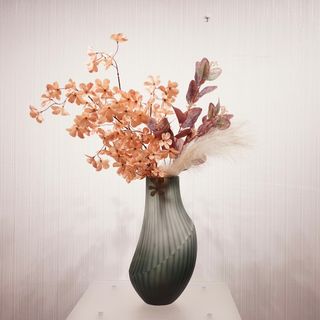 輸入品 フラワーベース ガラス 造花付き ナチュラル 花瓶 雑貨(花瓶)