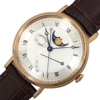 ブレゲ(Breguet)の　ブレゲ Breguet クラシック ムーンフェイズ 7787/BR/12/9V6 シルバー文字盤 K18PG/レザーストラップ(社外品) メンズ 腕時計(その他)