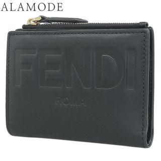 フェンディ(FENDI)のFENDI(フェンディ) ROMA 二つ折り財布 コンパクト財布 2つ折り ロゴ型押し ウォレット カーフ ブラック黒 ゴールド金具 8M0447 AAYZ F0KUR ユニセックス 40802091885【中古】【アラモード】(財布)