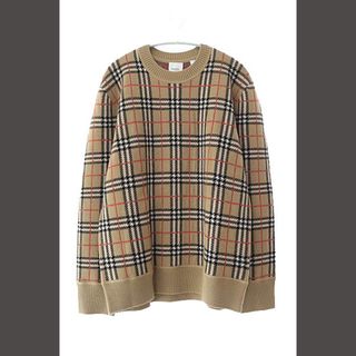 バーバリー(BURBERRY)のバーバリー ティッシ期 ノヴァチェック ニット セーター M ベージュ(ニット/セーター)