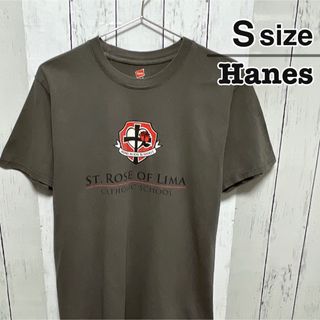 ヘインズ(Hanes)のHanes　Tシャツ　S　グレー　プリント　十字架　リマのローザ　USA古着(Tシャツ/カットソー(半袖/袖なし))