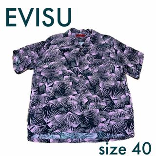 EVISU 花火　総柄アロハシャツ　レーヨン　半袖　前開きシャツ　夏用　透かし