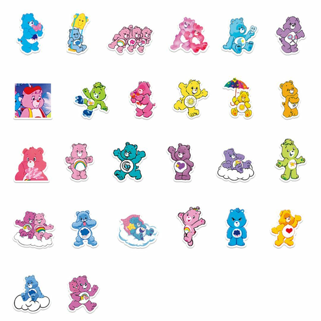 ケアベア ステッカー 50枚セット PVC 防水 シール Care Bears エンタメ/ホビーのおもちゃ/ぬいぐるみ(キャラクターグッズ)の商品写真