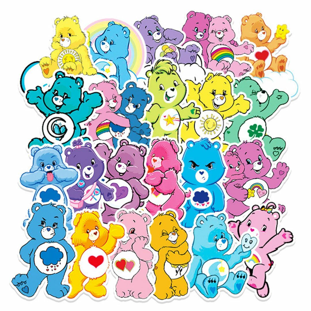 ケアベア ステッカー 50枚セット PVC 防水 シール Care Bears エンタメ/ホビーのおもちゃ/ぬいぐるみ(キャラクターグッズ)の商品写真