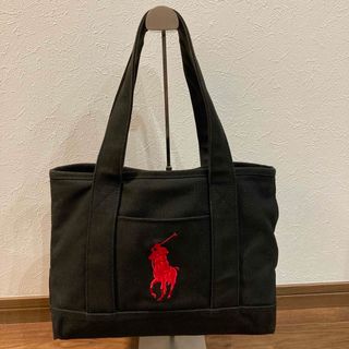 ポロラルフローレン(POLO RALPH LAUREN)の【美品】POLO ラルフローレン 帆布キャンパス トートバッグ 刺繍ポニーロゴ(トートバッグ)