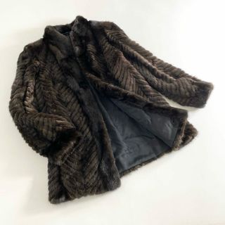 65e4【本毛皮】ダークミンク 毛皮コート ミンクコート サイズ11号 ダークブラウン ミンクファー MINK FUR(毛皮/ファーコート)